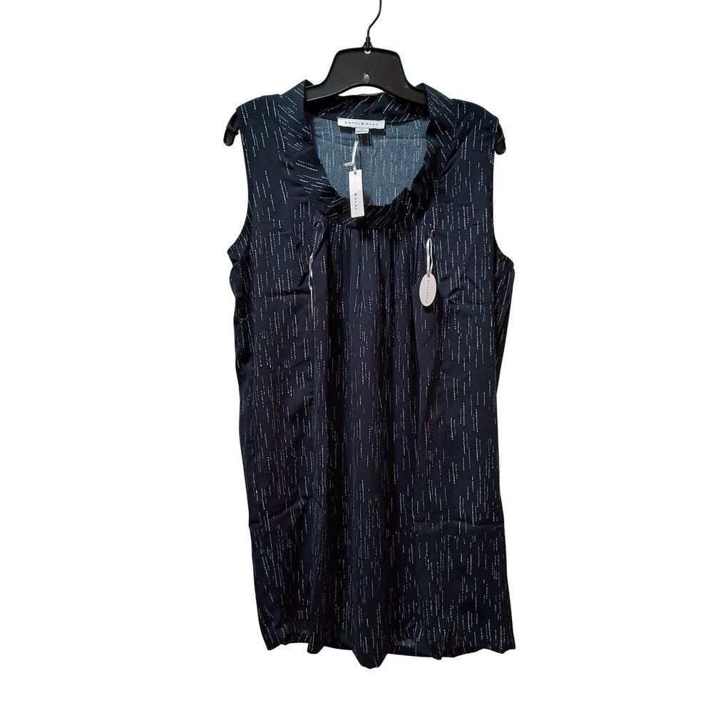 Loyal Hana Anya Maternity Nursing Dress M Black Waterfall Pleated Pockets NWT